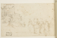 M 003 verso
<br/>
Schets van een bouwval op een heuvel
<br/>
<em>Bella, Stefano della (1610-1664)</em>